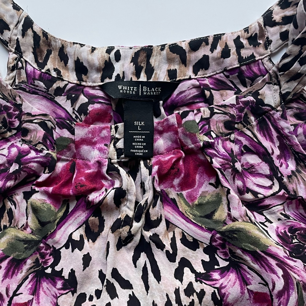 WHBM NWOT Sleeveless Floral
Animal Print Silk Halter Blouse L
Glam Boho Preppy - Picture 5 of 5